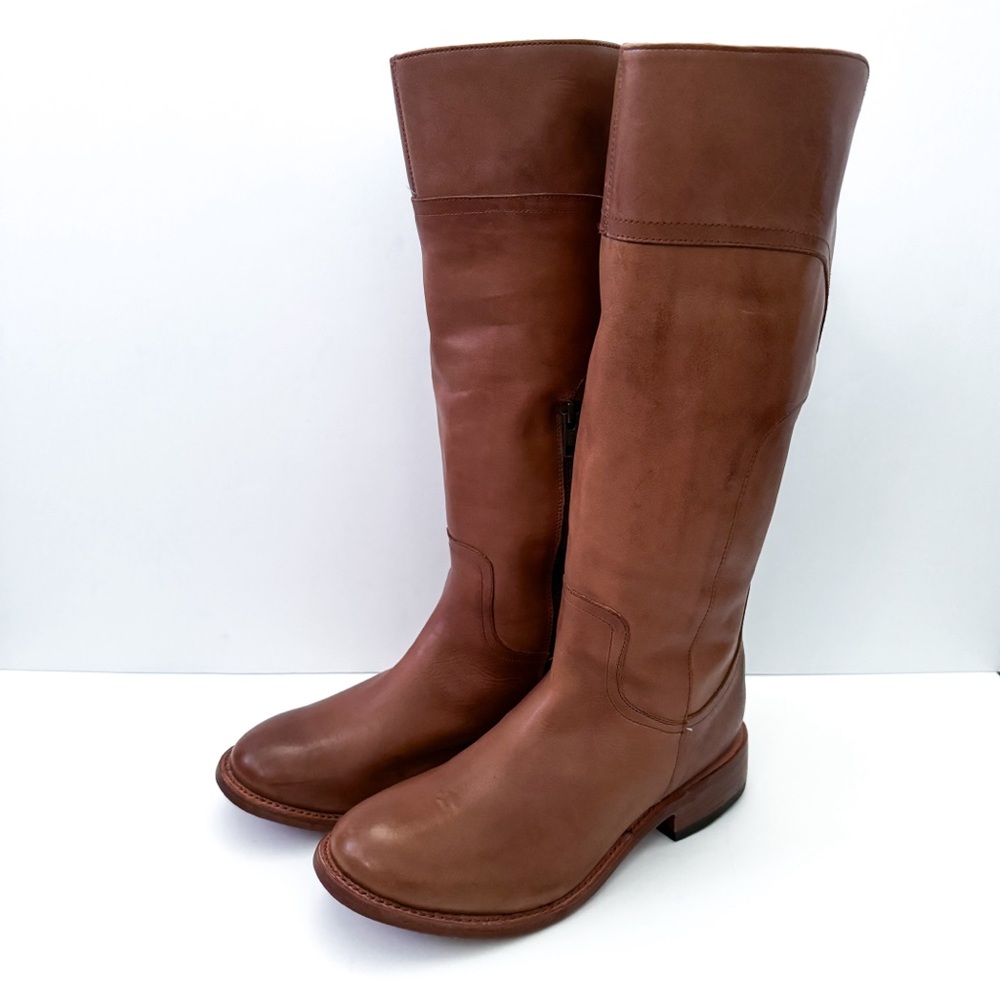 Stetson Brown Leather Talk Chunky Heeled Pull On Riding Boots - Picture 4 of 9